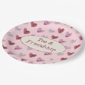 Niedliches Retro Boho Valentine's Day Ladys Tea Pa Pappteller (Schrägansicht)