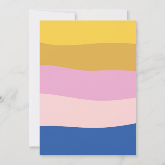 Niedliches Retro-Brautparty in blau rosa Gelb Einladung (Rückseite)