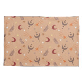 Niedliches Retro Brown Boho Whimsisches Muster Kissenbezug (Rückseite-Links)