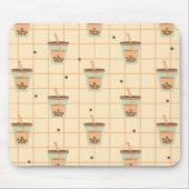 Niedliches Retro Bubble Milk Tee Muster Grid Desig Mousepad (Vorne)