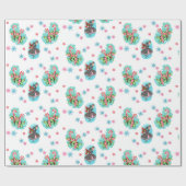 Niedliches Retro Candy Cane Weihnachtswrapping Pap Geschenkpapier (Flach)