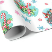 Niedliches Retro Candy Cane Weihnachtswrapping Pap Geschenkpapier (Rolleneckpunkt)