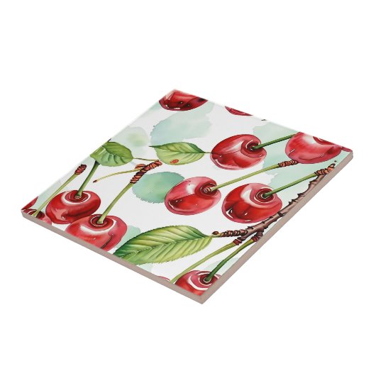 Niedliches Retro-Cherries-Muster Fliese (Seite)