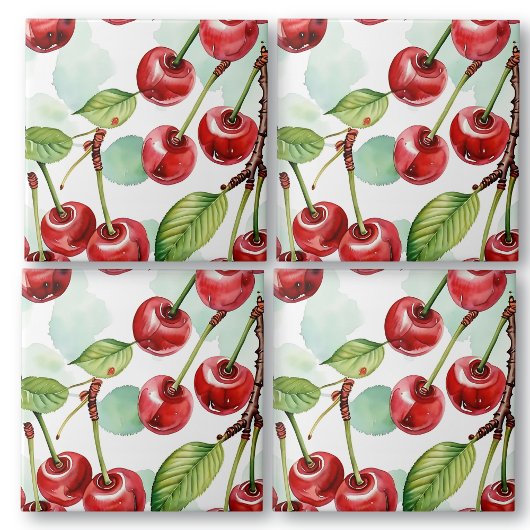 Niedliches Retro-Cherries-Muster Fliese