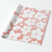 Niedliches Retro Daisy Muster Rosa Terrakotta auf Geschenkpapier (Ungerollt)