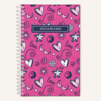 Niedliches Retro Doodle Herzstern Liebe Muster Ros