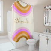 Niedliches Retro-Doppelragenbogen Personalisiertes Duschvorhang (Beispiel)