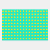 Niedliches Retro Dots Muster in Minz Grün und Gelb Geschenkpapier Set (Vorderseite)