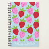 Niedliches Retro Erdbeeren Fruchtmuster Personalis Planer (Vorderseite)