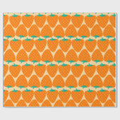 Niedliches Retro-Erdbeermuster in Orange und Green Geschenkpapier (Flach)