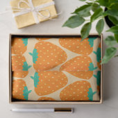 Niedliches Retro-Erdbeermuster in Orange und Green Seidenpapier (Geschenk)