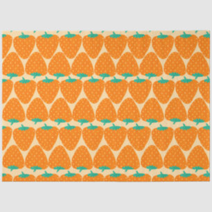 Niedliches Retro-Erdbeermuster in Orange und Green Seidenpapier