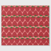 Niedliches Retro Erdbeermuster in Rot und Rosa Geschenkpapier (Flach)