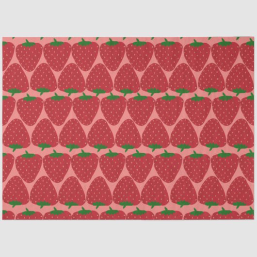 Niedliches Retro Erdbeermuster in Rot und Rosa Seidenpapier (Vorderseite)