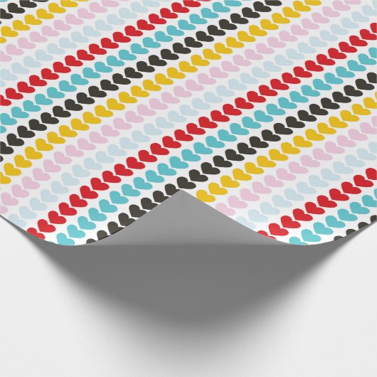 Niedliches Retro-Farbiges Herzmuster Geschenkpapier (Ecke)