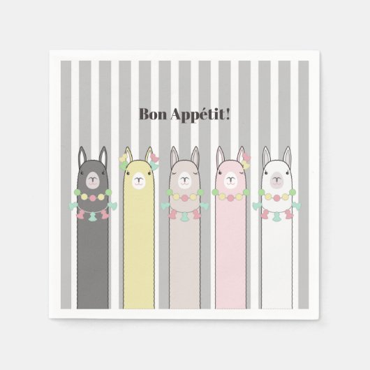 Niedliches Retro-Farbpapier Llamas Custom Paper Serviette (Vorderseite)
