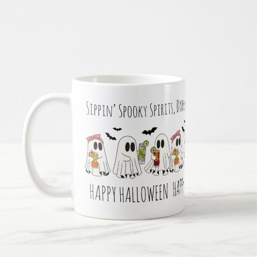 Niedliches Retro-Funny Zitat Bats Glückliches Hall Kaffeetasse (Links)