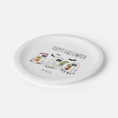 Niedliches Retro-Geist und Cocktails Happy Hallowe Pappteller (Schrägansicht)