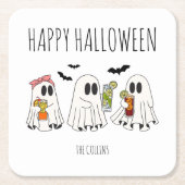 Niedliches Retro-Geist und Cocktails Happy Hallowe Rechteckiger Pappuntersetzer (Vorderseite)