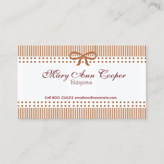 Niedliches Retro gestreiftes Visitenkarte (Vorderseite)