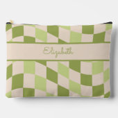 Niedliches Retro Green & Ivory Checkered Pattern Zubehörtasche (Vorderseite)