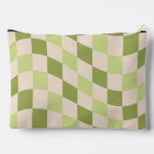 Niedliches Retro Green & Ivory Checkered Pattern Zubehörtasche (Rückseite)