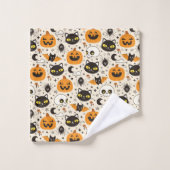 Niedliches Retro Halloween-Muster Badhandtuch Set (Waschlappen)