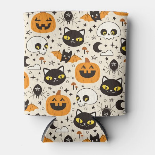Niedliches Retro Halloween-Muster Dosenkühler (Vorderseite)