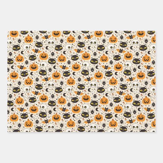 Niedliches Retro Halloween-Muster Geschenkpapier Set (Vorderseite 3)
