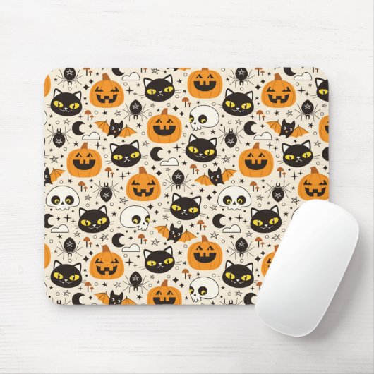 Niedliches Retro Halloween-Muster Mousepad (Mit Mouse)