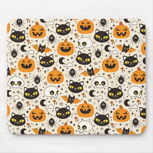 Niedliches Retro Halloween-Muster Mousepad (Vorne)