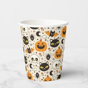 Niedliches Retro Halloween-Muster Pappbecher