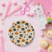 Niedliches Retro Halloween-Muster Pappteller (Party)