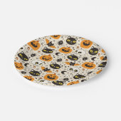 Niedliches Retro Halloween-Muster Pappteller (Schrägansicht)