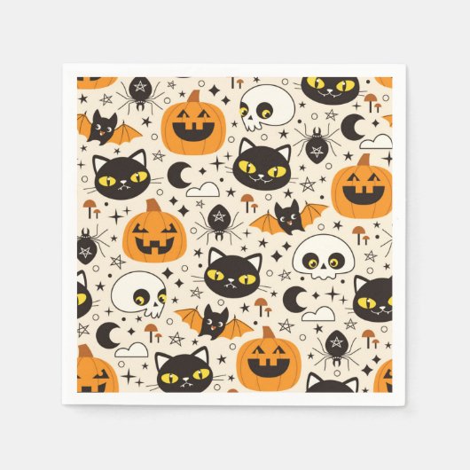 Niedliches Retro Halloween-Muster Serviette (Vorderseite)