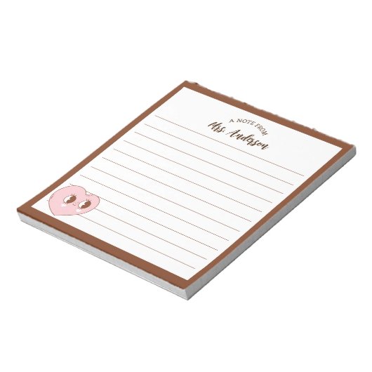 Niedliches Retro Herz zurück zur Schule braun Notizblock (Rotiert)