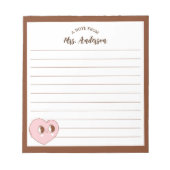 Niedliches Retro Herz zurück zur Schule braun Notizblock (Vorderseite)