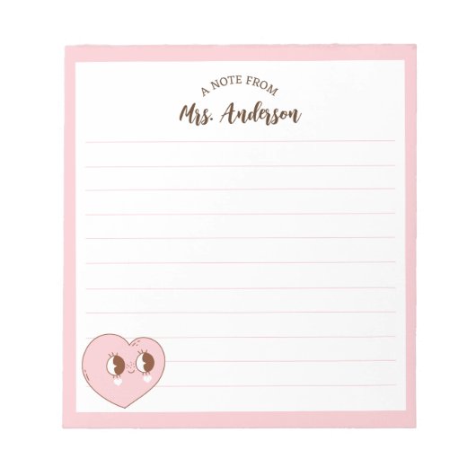 Niedliches Retro-Herz zurück zur Schule Notizblock (Vorderseite)