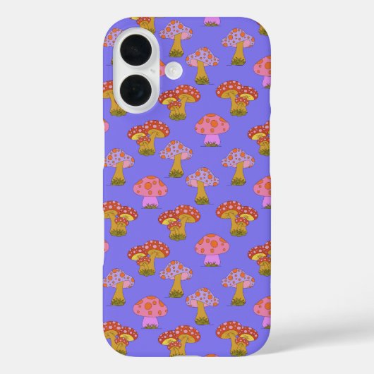 Niedliches Retro-Hippie-Pilzmuster im Lila Case-Mate iPhone Hülle (Rückseite)