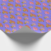 Niedliches Retro-Hippie-Pilzmuster im Lila Geschenkpapier (Ecke)