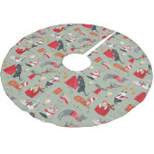 Niedliches Retro-Katzenmodell - Grün Weihnachten Polyester Weihnachtsbaumdecke (Schrägansicht)