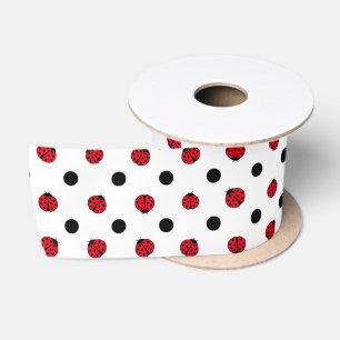 Niedliches Retro-Ladybugemuster Satinband