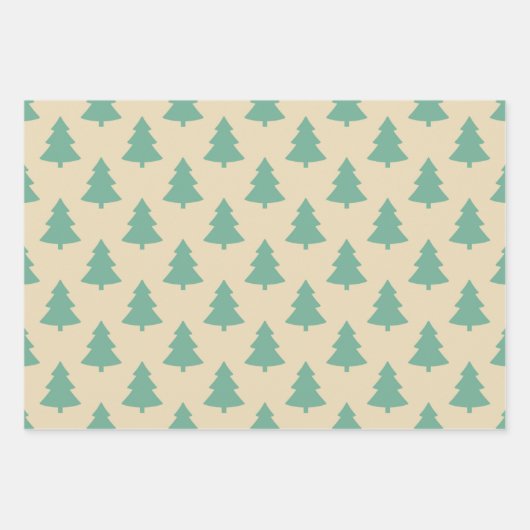 Niedliches Retro Mint Aquamarin Grün Weihnachtsbau Geschenkpapier Set (Vorderseite 3)