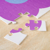 Niedliches Retro Mod Pop Blume Muster in Lila Puzzle (Seite)