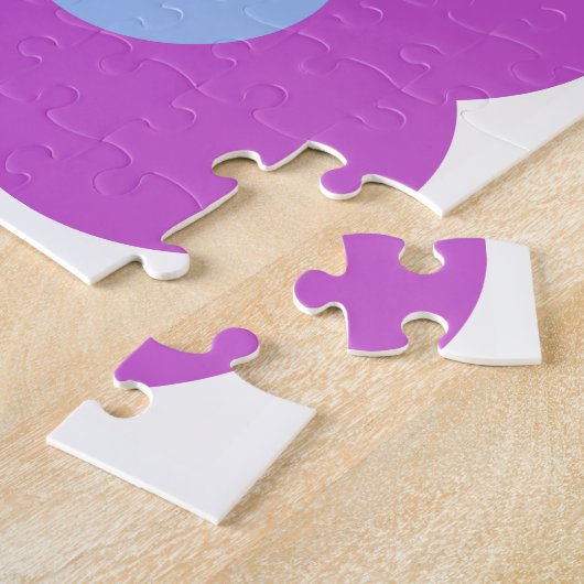 Niedliches Retro Mod Pop Blume Muster in Lila Puzzle (Seite)