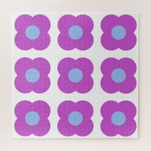 Niedliches Retro Mod Pop Blume Muster in Lila Puzzle (Horizontal)
