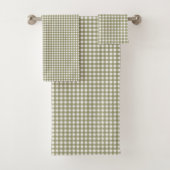 Niedliches Retro Olive Green Gingham Kariertes Mus Badhandtuch Set (Insitu)