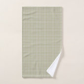 Niedliches Retro Olive Green Gingham Kariertes Mus Badhandtuch Set (Handtuch)
