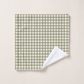 Niedliches Retro Olive Green Gingham Kariertes Mus Badhandtuch Set (Waschlappen)