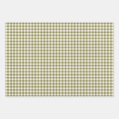 Niedliches Retro Olive Green Gingham Kariertes Mus Geschenkpapier Set (Vorderseite 2)